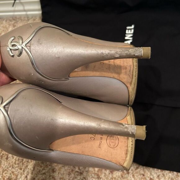 Chanel size 37 Open Toe Heels with dustbag - Picture 6 of 12